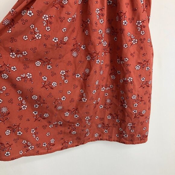 Streetwear Society Peach Floral Tank Top Casual summer buttoned mini dress S - Picture 11 of 15